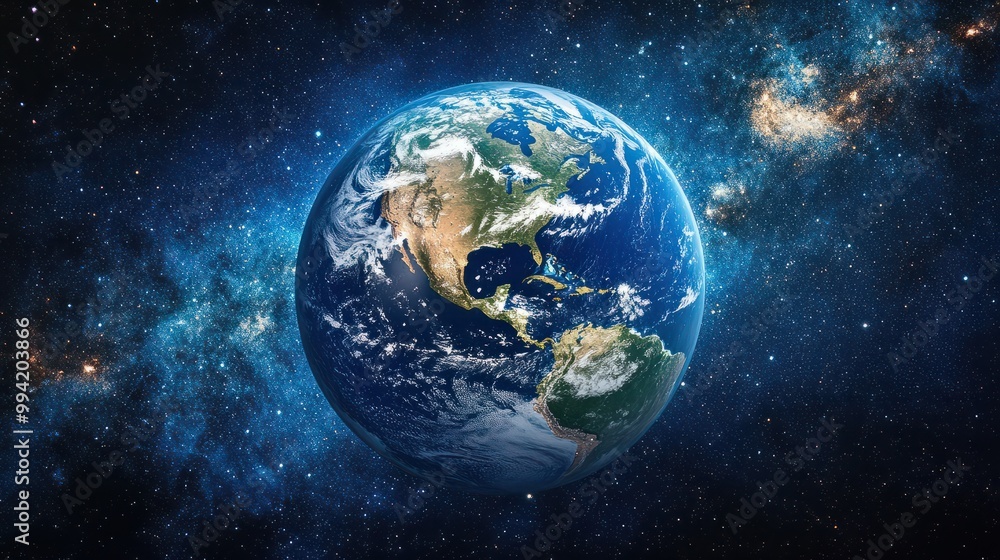 Obraz premium satellite view of planet earth focused on north america usa canada mexico and central america deep space and star constellations behind elements of this image furnished .illustration stock image