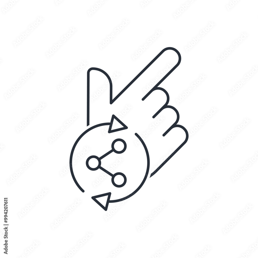 Share sign and pointer. Vector linear icon isolated on white background. Share sign and pointer. Vector linear icon isolated on white background.