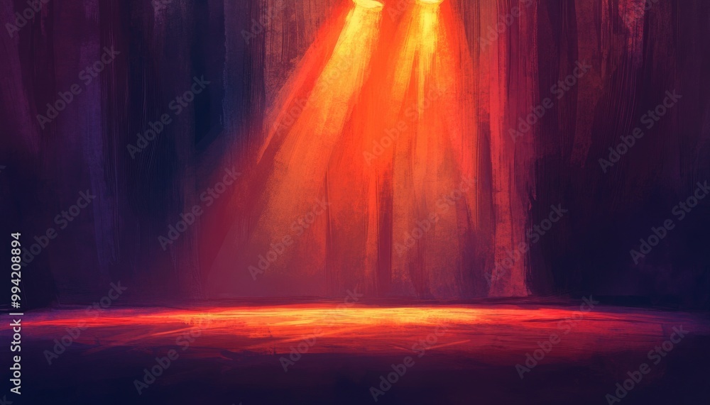 Fototapeta premium Vibrant illustration of a spotlight illuminating a stage