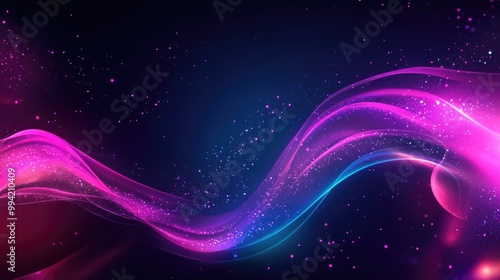 Neon glowing lines with magical energy create an abstract space light concept ideal for background wallpapers and 2D cartoon illustrations