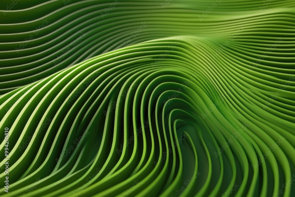 Obraz premium Beautiful green background with 3D nature inspired lines