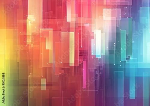 Colorful geometric abstract background with a technological theme showcasing a vibrant rainbow spectrum