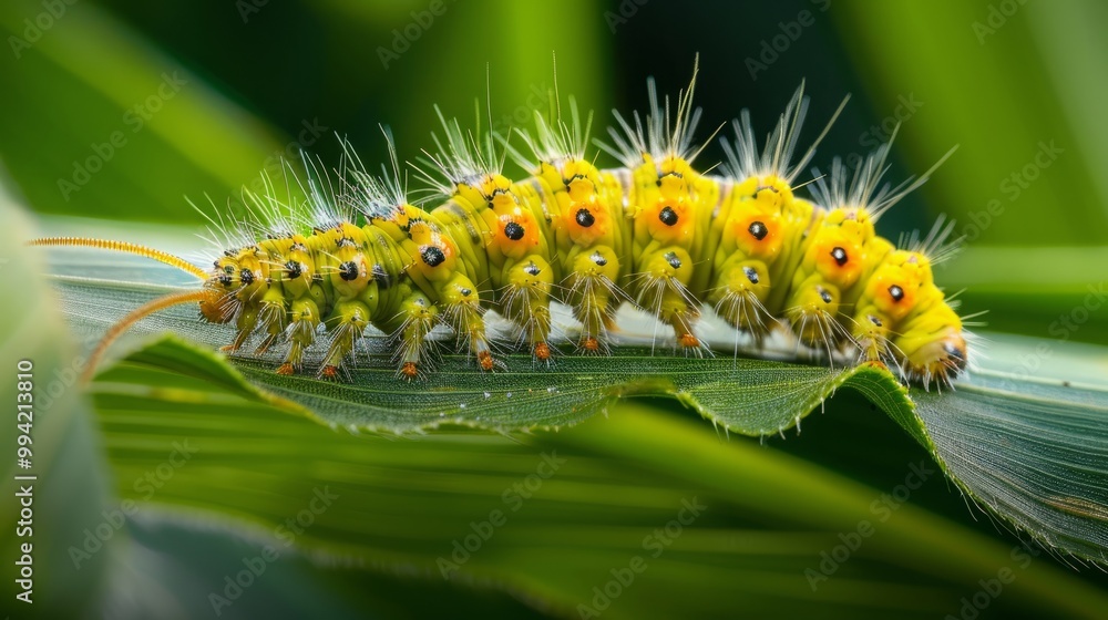 Caterpillar on a Corn Leaf Causing Crop Damage – Illustrating the Consequences of Subpar Pesticide Use Caterpillar on a Corn Leaf Causing Crop Damage – Illustrating the Consequences of Subpar Pesticide Use