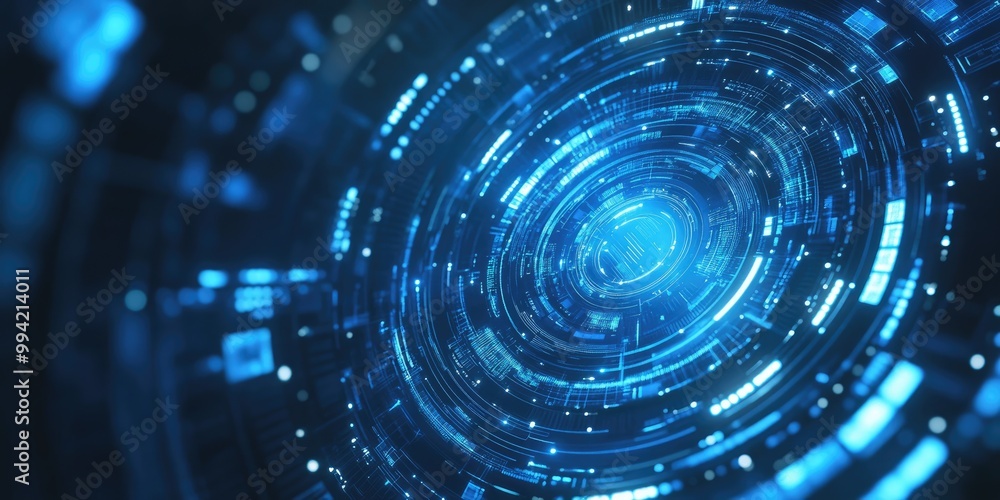 Futuristic abstract blue circular interface backdrop Futuristic abstract blue circular interface backdrop