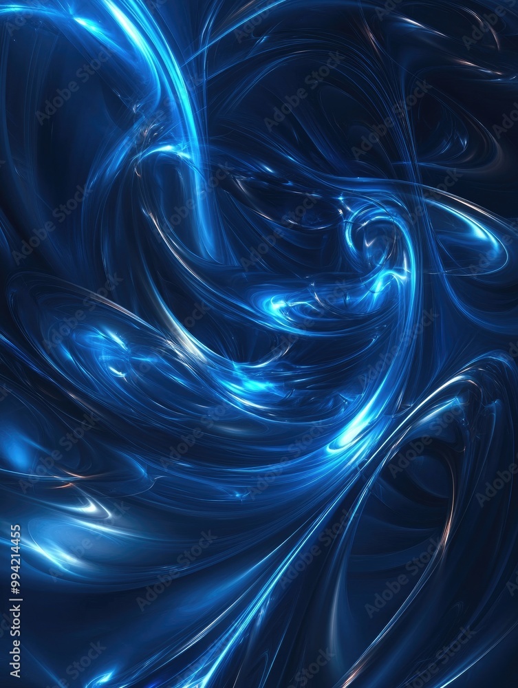 Obraz premium Abstract blue fractal light background in a fantasy 3D rendering style