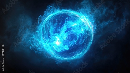 Limitless Energy Source Blue Fire Power Ball on Dark Background
