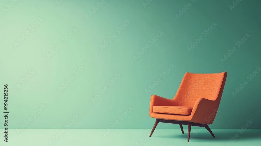 An elegant lounge chair invites relaxation in a tranquil color infused room setting An elegant lounge chair invites relaxation in a tranquil color infused room setting