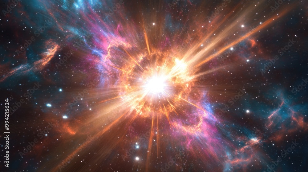 Cosmic nebula mist in the universe illuminated by radiant beams Cosmic nebula mist in the universe illuminated by radiant beams