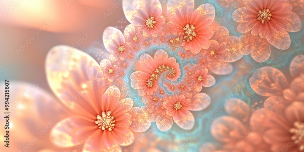 Abstract fractal background featuring a flower spiral created using computer generated graphics Ideal for wallpaper or creative graphic design projects Abstract fractal background featuring a flower spiral created using computer generated graphics Ideal for wallpaper or creative graphic design projects