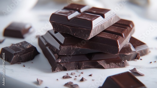 Conduct a sensory analysis of dark chocolate, examining its appearance, aroma, taste, texture, and aftertaste. Discuss how these sensory attributes influence the overall chocolate experience. photo