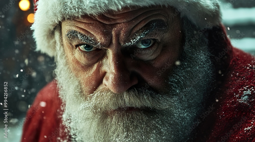 Santa Claus Close-Up Portrait with Intense Expression Santa Claus Close-Up Portrait with Intense Expression