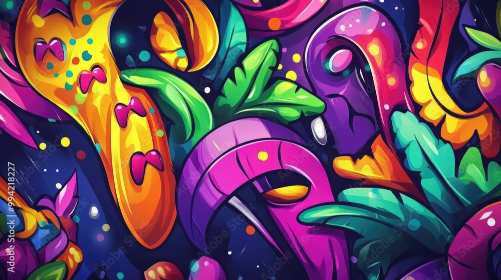Obraz premium Mardi Gras celebration design featuring a vibrant carnival theme 2D cartoon illustration capturing the festive spirit of a carnival party