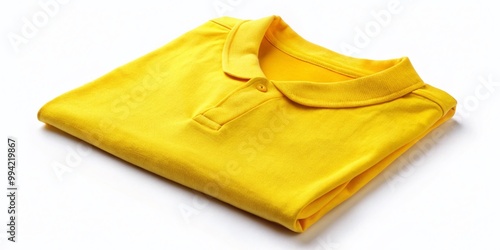 Folded Yellow Shirt on White Background Perfect for Fashion, Retail, and Textile Advertising Use