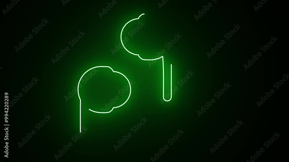 Neon Airpods motion.A black background on which headphones without wires move,and electronic devices.Wireless earphone with noise cancelling technology. Neon Airpods motion.A black background on which headphones without wires move,and electronic devices.Wireless earphone with noise cancelling technology.