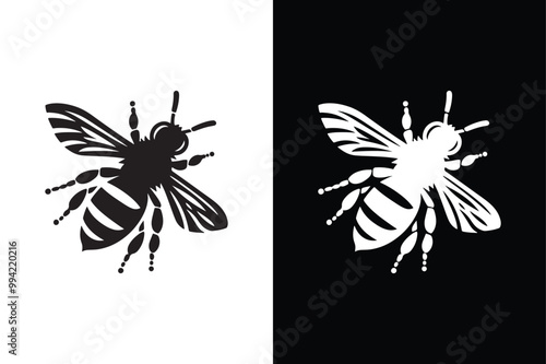 Bee Beauty in Black And White vector icon.