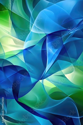 Vibrant and dynamic abstract digital backdrop featuring blue and green hues