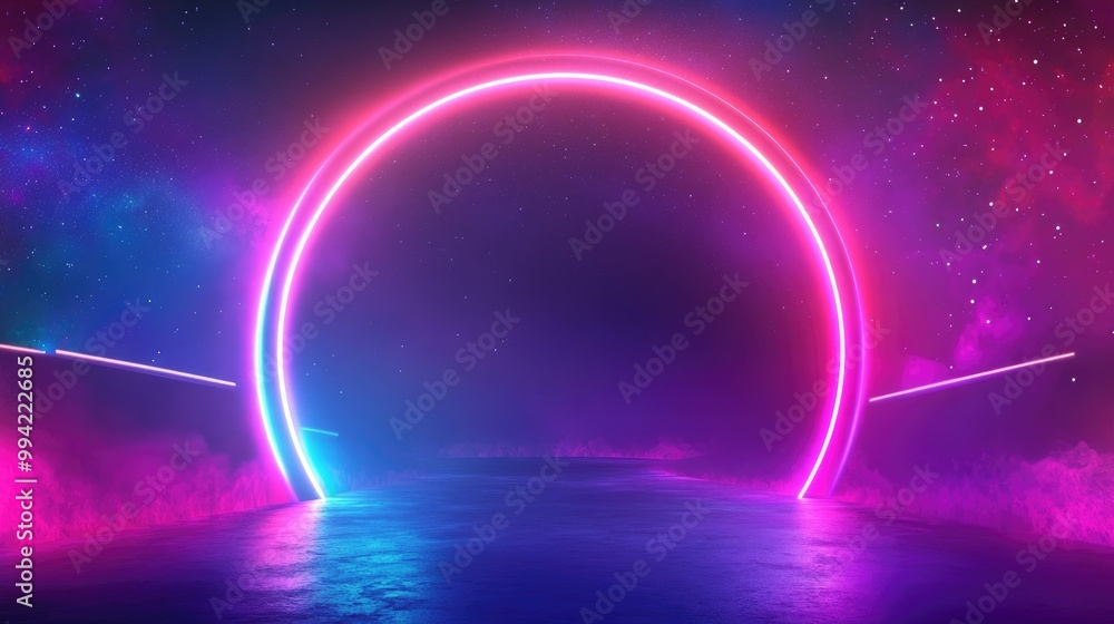 Neon glowing magical backdrop featuring a vibrant banner night sky theme and enchanting 2D cartoon light effects Abstract design perfect for festive concepts Neon glowing magical backdrop featuring a vibrant banner night sky theme and enchanting 2D cartoon light effects Abstract design perfect for festive concepts