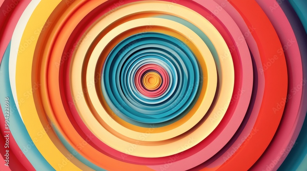 Vibrant multicolored concentric circles creating a lively and simple abstract background Vibrant multicolored concentric circles creating a lively and simple abstract background