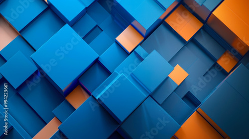 Wallpaper Mural Abstract blue and orange geometric shapes creating a dynamic background pattern Torontodigital.ca