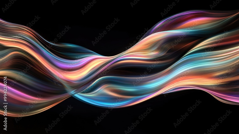 Silk like smooth flowing wave design Features colorful liquid lines and shapes against a black background Ideal for wallpaper banners backgrounds cards and illustrations Silk like smooth flowing wave design Features colorful liquid lines and shapes against a black background Ideal for wallpaper banners backgrounds cards and illustrations