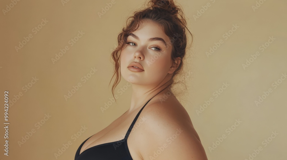 Fototapeta premium Bold Plus-Size Beauty in Minimalist Fashion Shoot