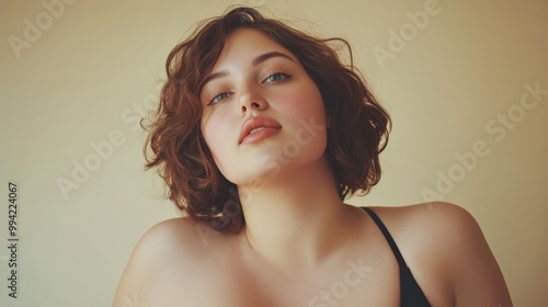 Wallpaper Mural Portrait of Curvy Model with Long Hair in Bikini Torontodigital.ca