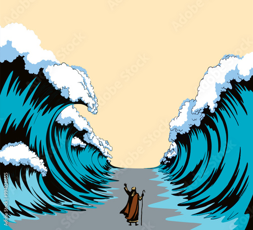 Moses with the staff. Vector drawing