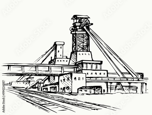 Plant at the mine. Vector drawing