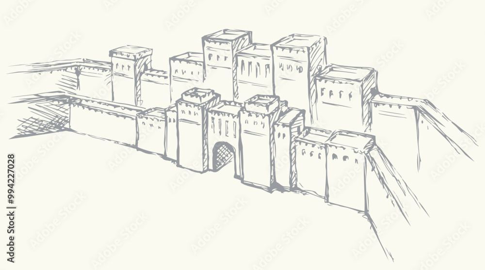 Babylonian Gate. Vector drawing scene Babylonian Gate. Vector drawing scene