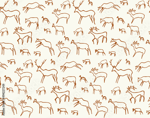 Primitive rock painting. Vector drawing