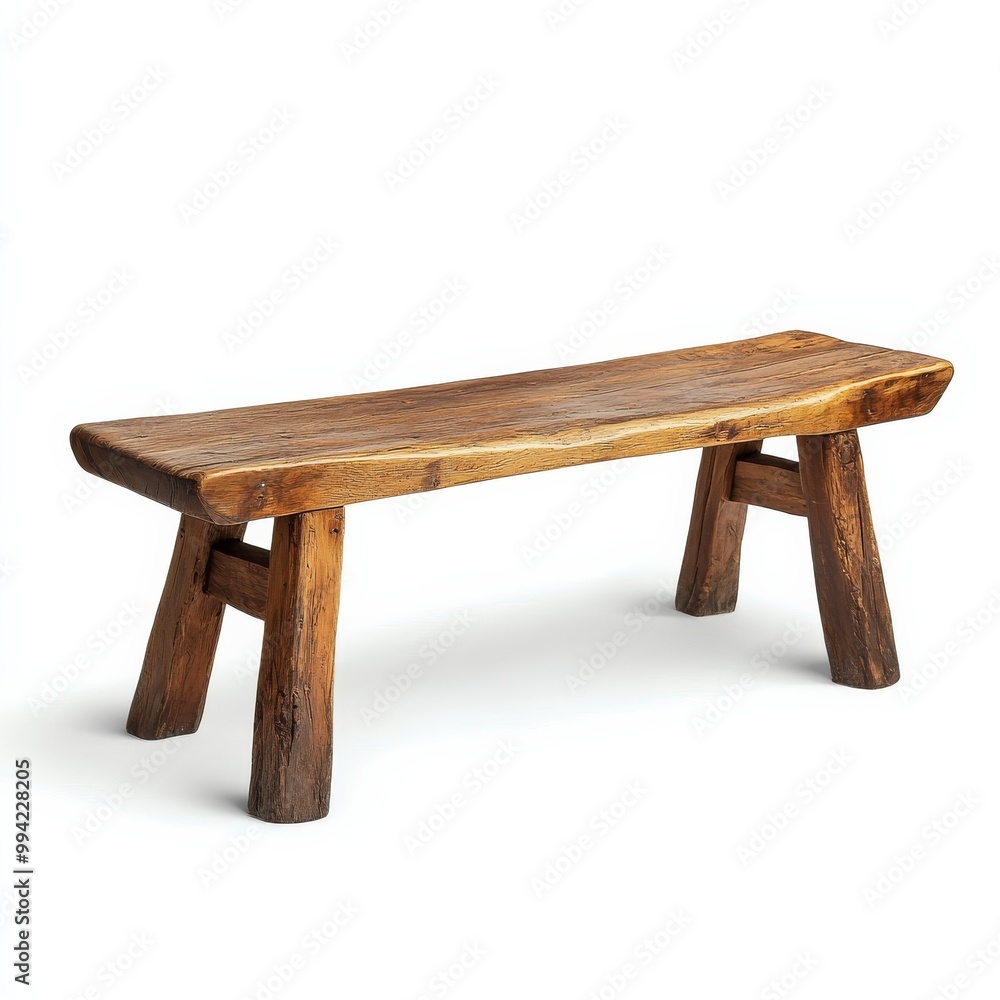 A beautifully crafted wooden bench stands alone showcasing its elegant simplicity A beautifully crafted wooden bench stands alone showcasing its elegant simplicity