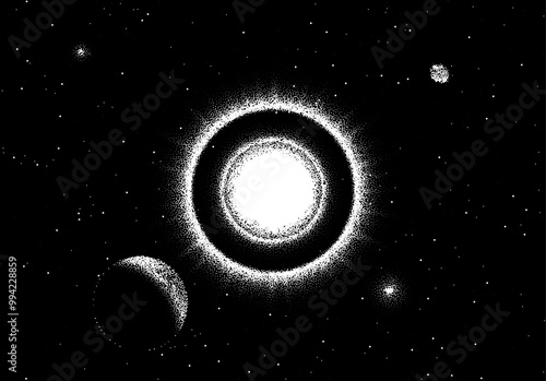 Space landscape with scenic view on planet and stars made with r