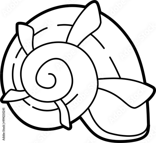 Spiral shell outline doodle illustration vector