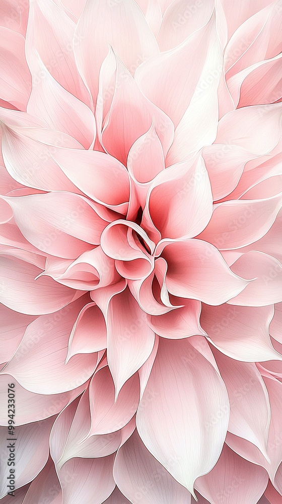 A zoom-in of a pink bloom featuring a white core and petals in shades of pink surrounding it A zoom-in of a pink bloom featuring a white core and petals in shades of pink surrounding it