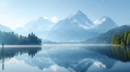 serene nature landscape featuring a mountain lake with a mirror effect, highlighting the clear reflections and scenic beauty of the environment