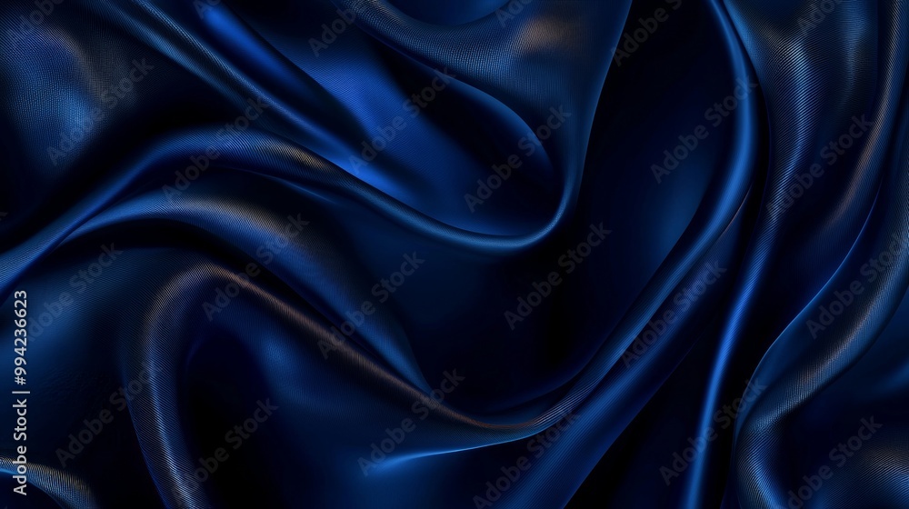 An elegant background for a luxury product made from navy blue silk fabric textured with beautiful waves . An elegant background for a luxury product made from navy blue silk fabric textured with beautiful waves .