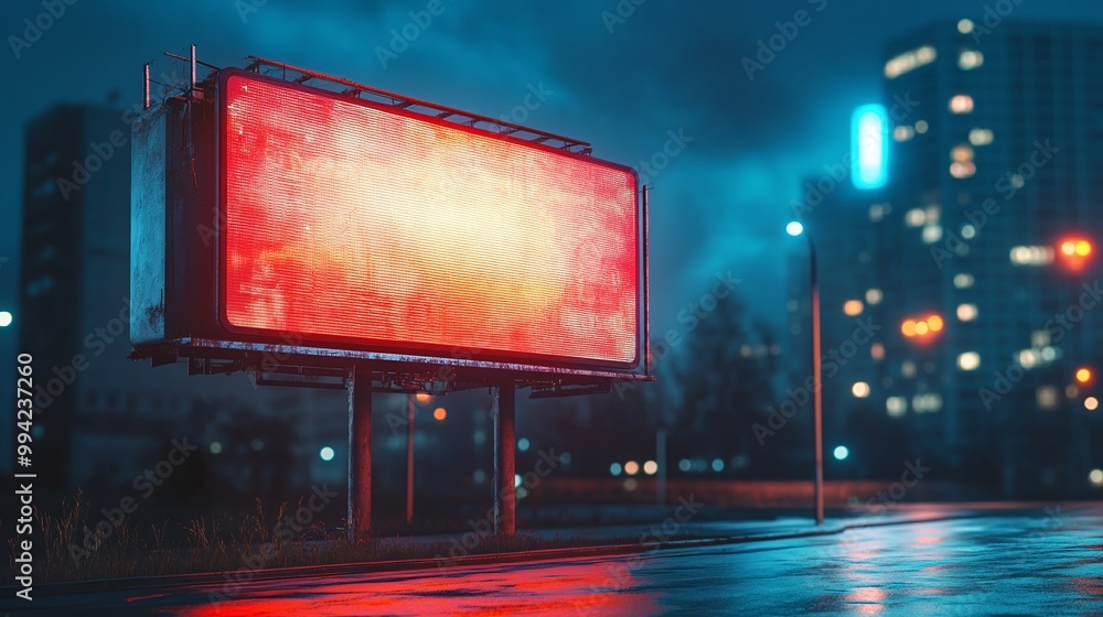 city billboard at night with an illuminated display, creating a striking visual message for brands seeking effective nighttime promotion city billboard at night with an illuminated display, creating a striking visual message for brands seeking effective nighttime promotion