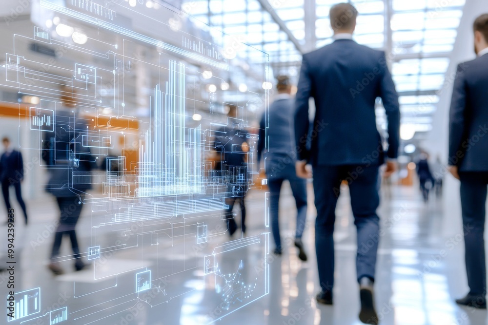 An exhibition or convention background with blurred individuals in an exposition hall. Concept image for a conference center, event fair, or corporate marketing campaign. An exhibition or convention background with blurred individuals in an exposition hall. Concept image for a conference center, event fair, or corporate marketing campaign.