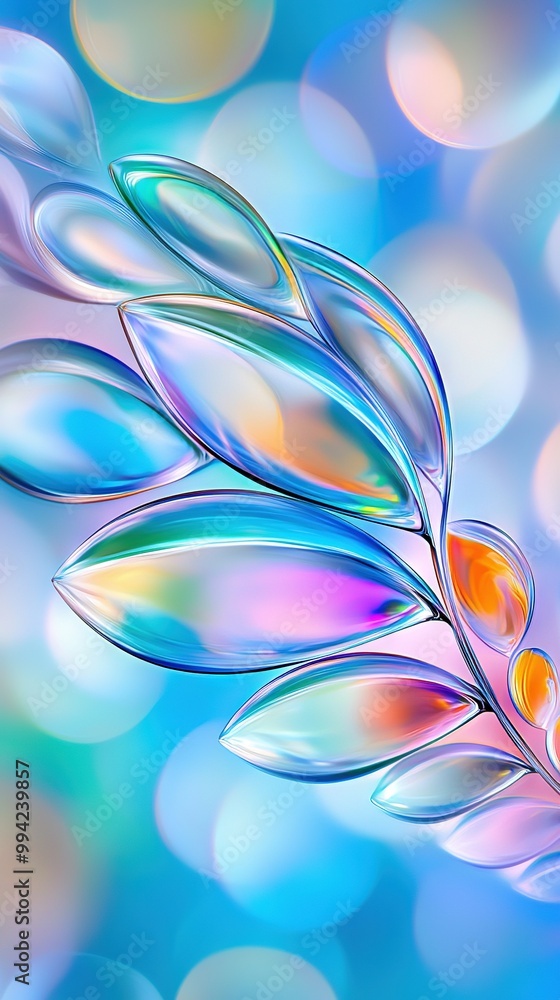 A stunning digital painting of a leaf against a serene backdrop of blue and pink, with a gentle boke of lights in the background A stunning digital painting of a leaf against a serene backdrop of blue and pink, with a gentle boke of lights in the background