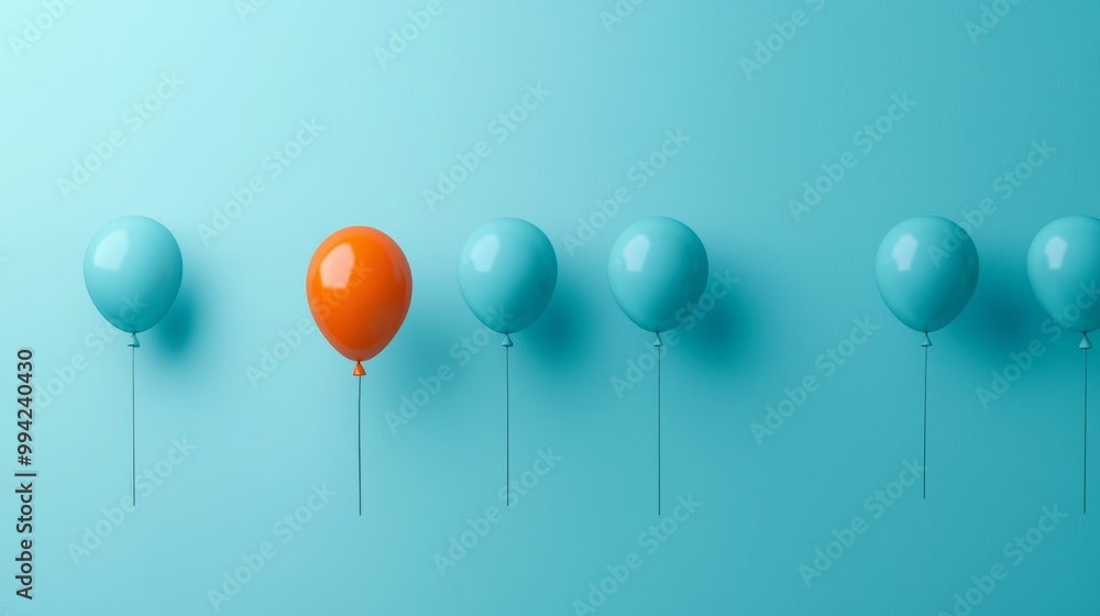 An individual balloon stands out from the rest in this image, symbolizing uniqueness and individuality. An individual balloon stands out from the rest in this image, symbolizing uniqueness and individuality.