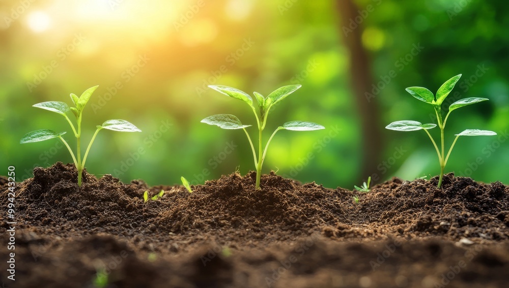 A concept in which seeds are planted, grown, and then exposed to sunlight in a garden A concept in which seeds are planted, grown, and then exposed to sunlight in a garden