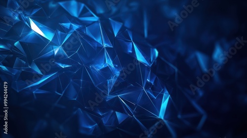 Abstract futuristic - technology with polygonal shapes on dark blue background, Ai generated image