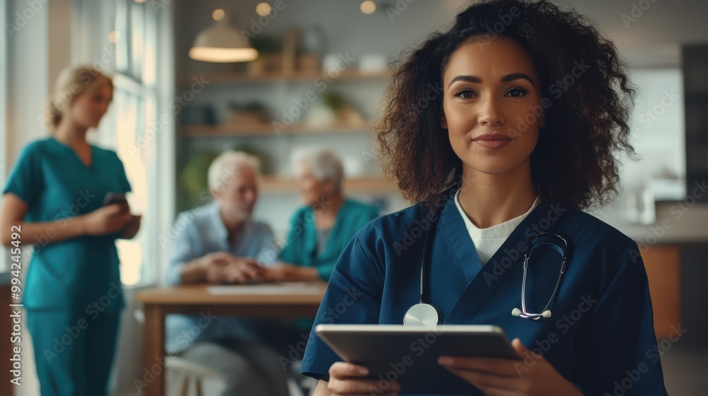 The Caring Nurse with Tablet The Caring Nurse with Tablet