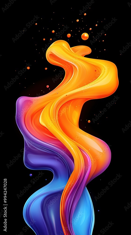 A black backdrop with an orange-blue-pink swirl on the left side and an orange-blue swirl on the right side of the left side of the image A black backdrop with an orange-blue-pink swirl on the left side and an orange-blue swirl on the right side of the left side of the image