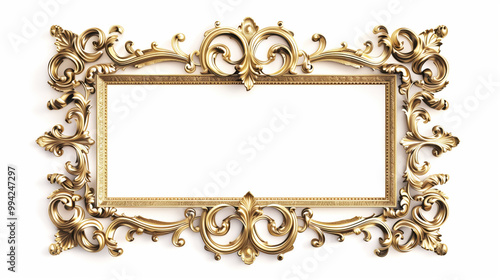 Old Antique Gold Frame Isolated on White Background