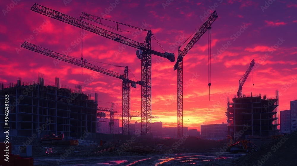 The Construction Cranes at Dusk The Construction Cranes at Dusk