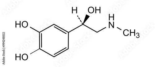 Chemical structure of adrenaline, drug substance