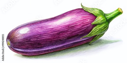 Wallpaper Mural Hand-drawn sketch of an eggplant with detailed shading and line work on a white background Torontodigital.ca
