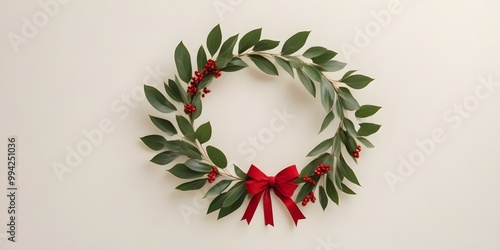 A christmas wreath isolated on white background. AI generated