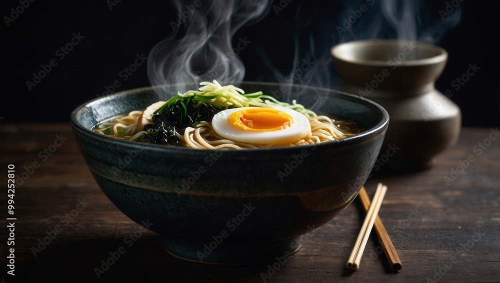 Japanese Udon Noodle Soup with Egg on Top Japanese Udon Noodle Soup with Egg on Top